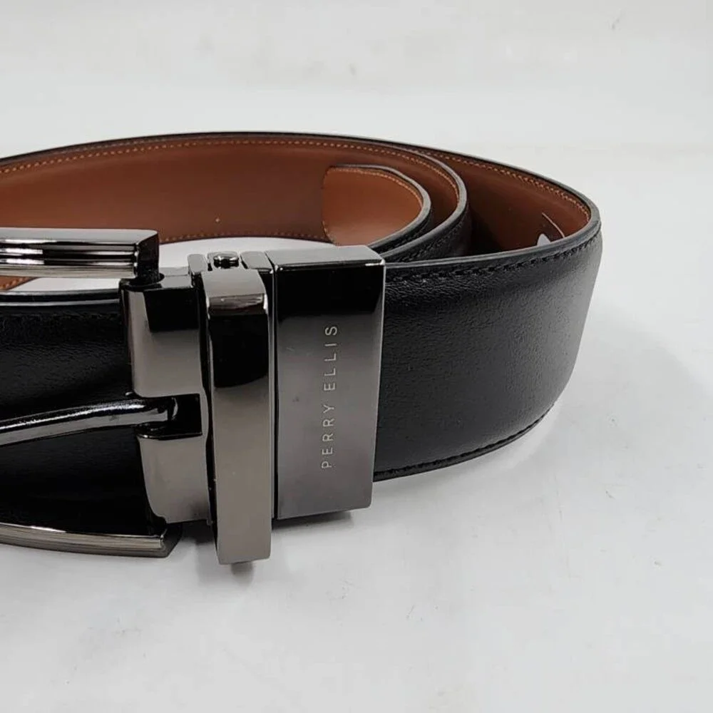 Perry Ellis Portfolio Love Triangle Reversible Belt Men's M 34/36 Black